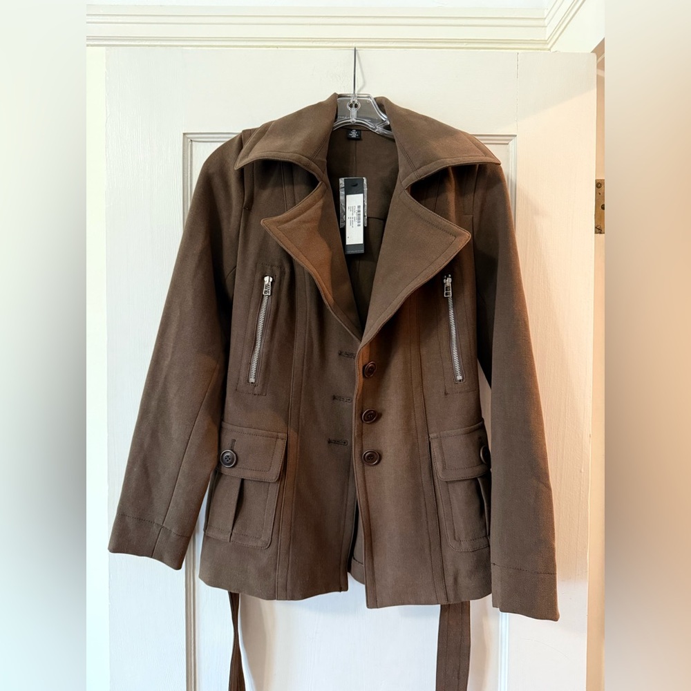 Isda & Co | Brown Structured Stretch Utility Belted Moto Jacket - Sz XS